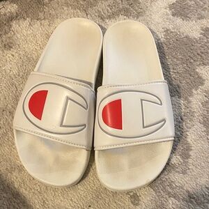 Champion Kids White and Red Slide Sandals